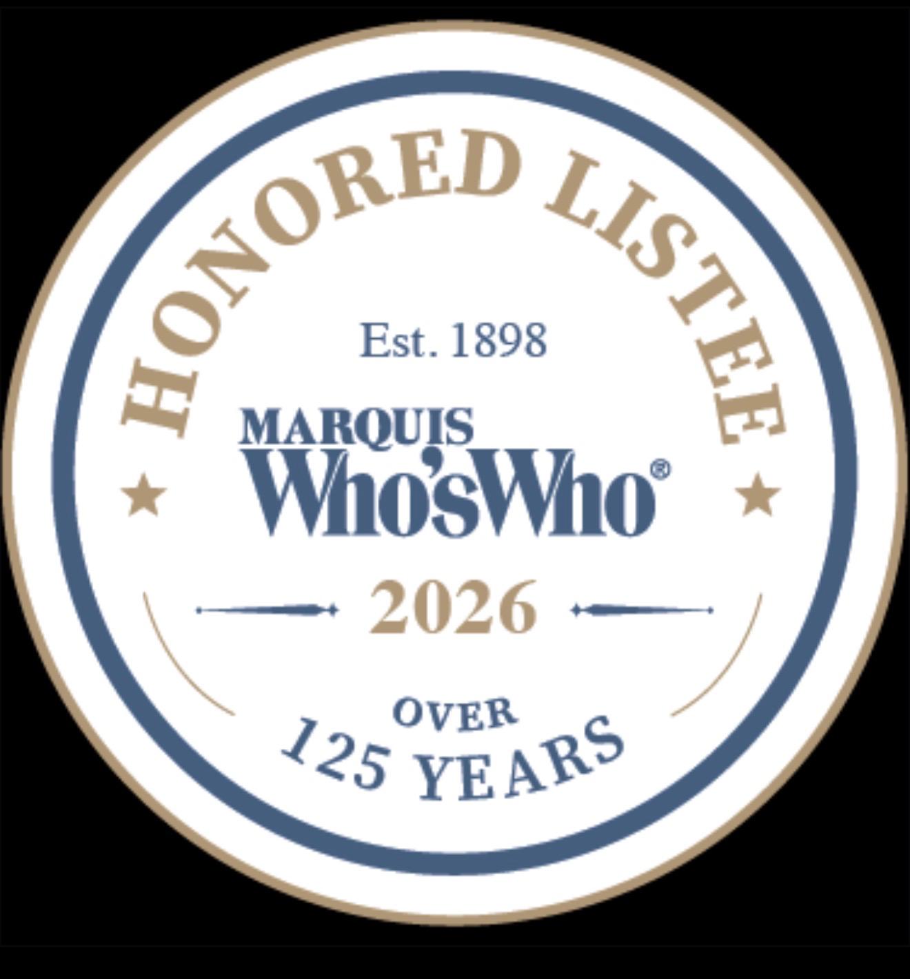 Marquis Who’s Who Honored Listee 2026 badge